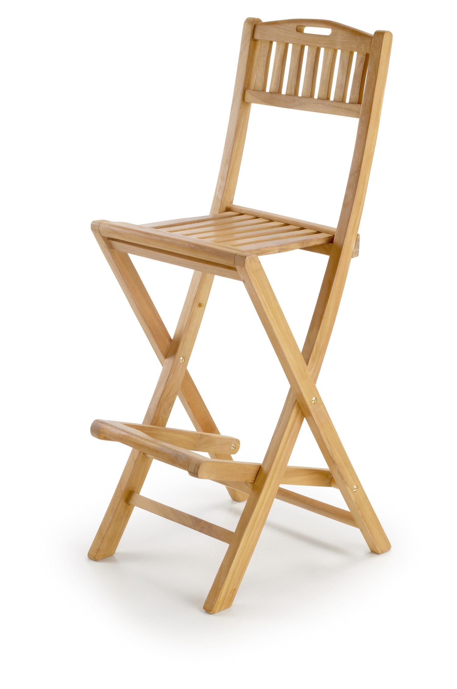 Levně Estila Stylová barová skládací židle z teakového dřeva Jardin