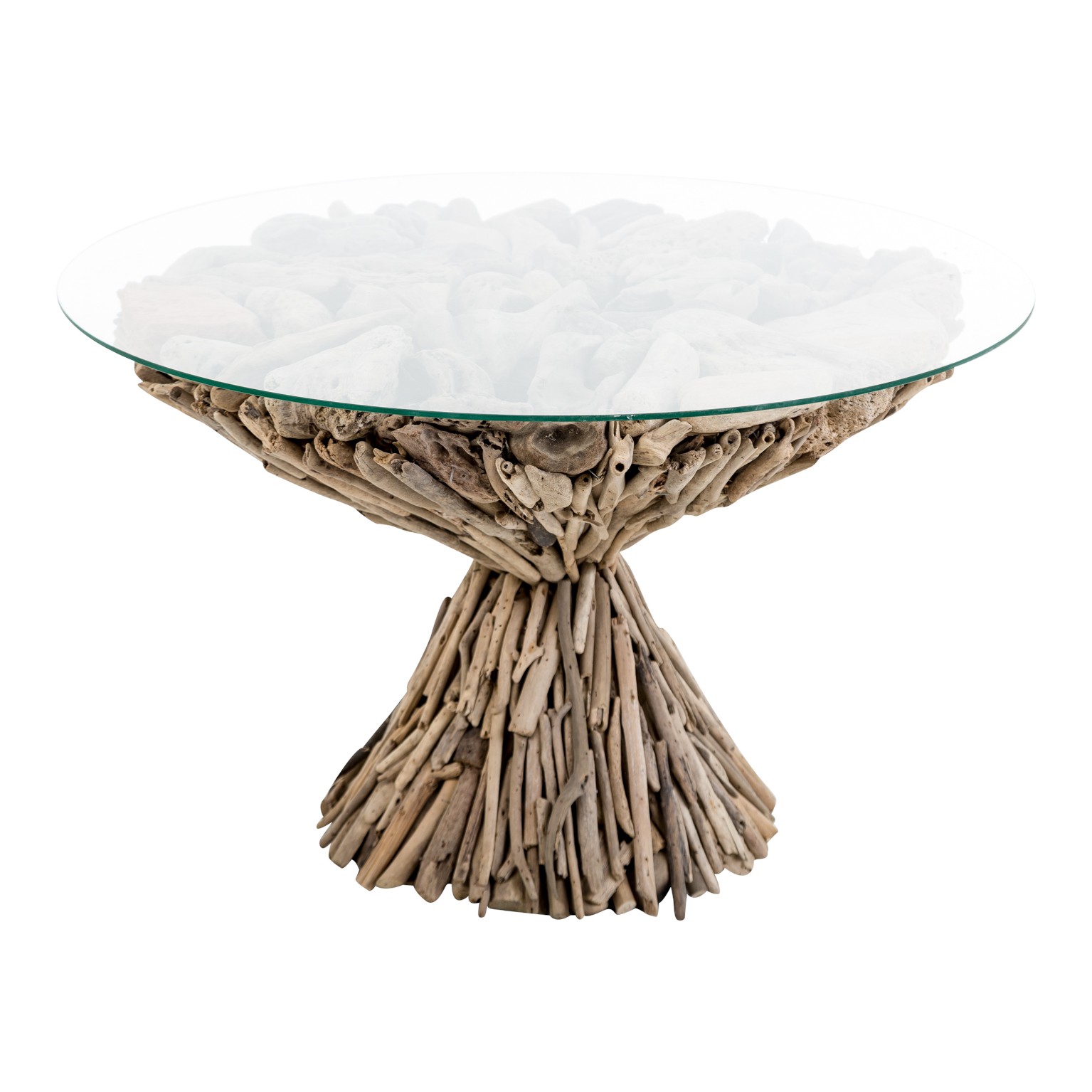 Estila Designový okrouhlý konferenční stolek 70cm z náplavového dřeva