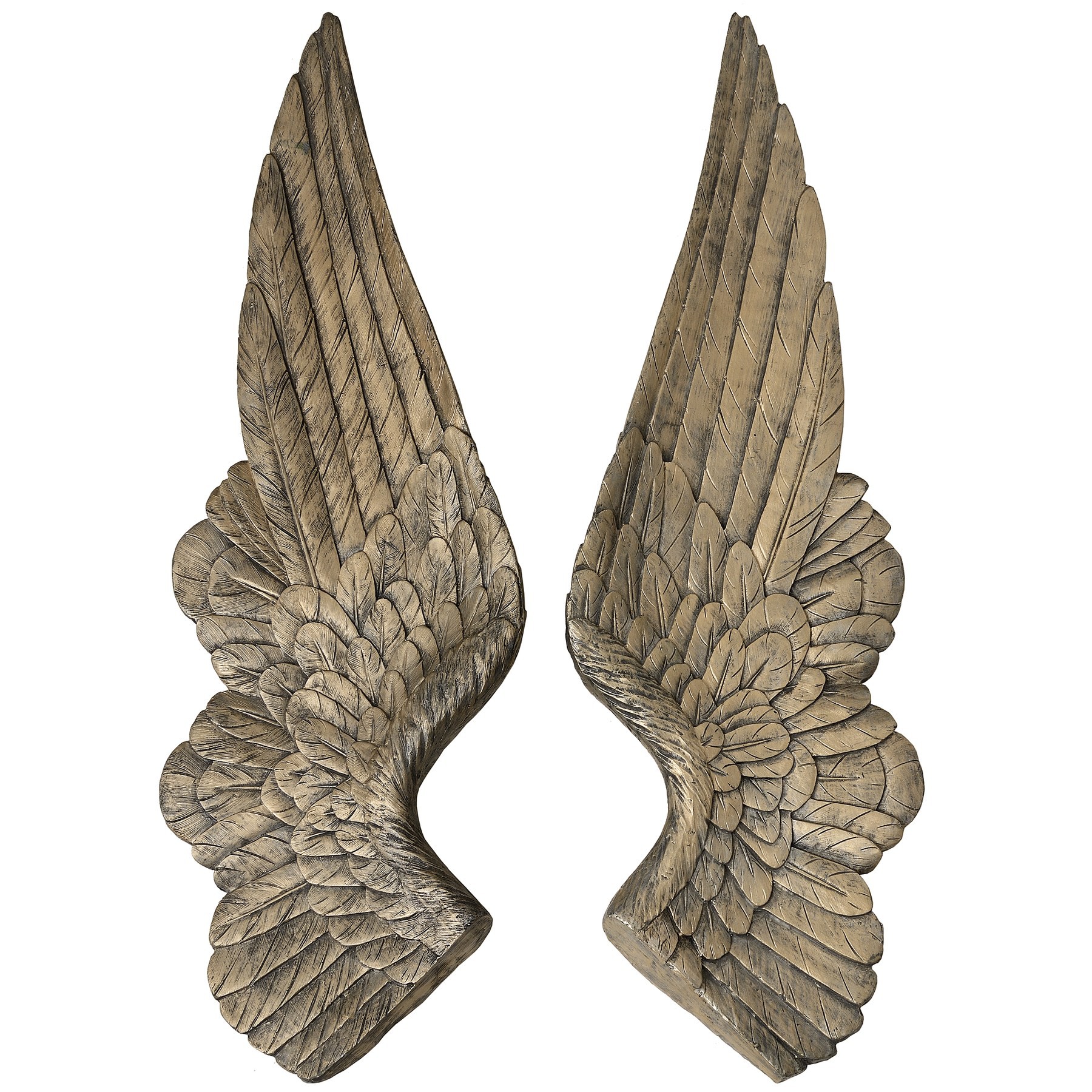 Estila Vintage nástěnná dekorace andělská křídla (2 ks) ve starozlaté barvě