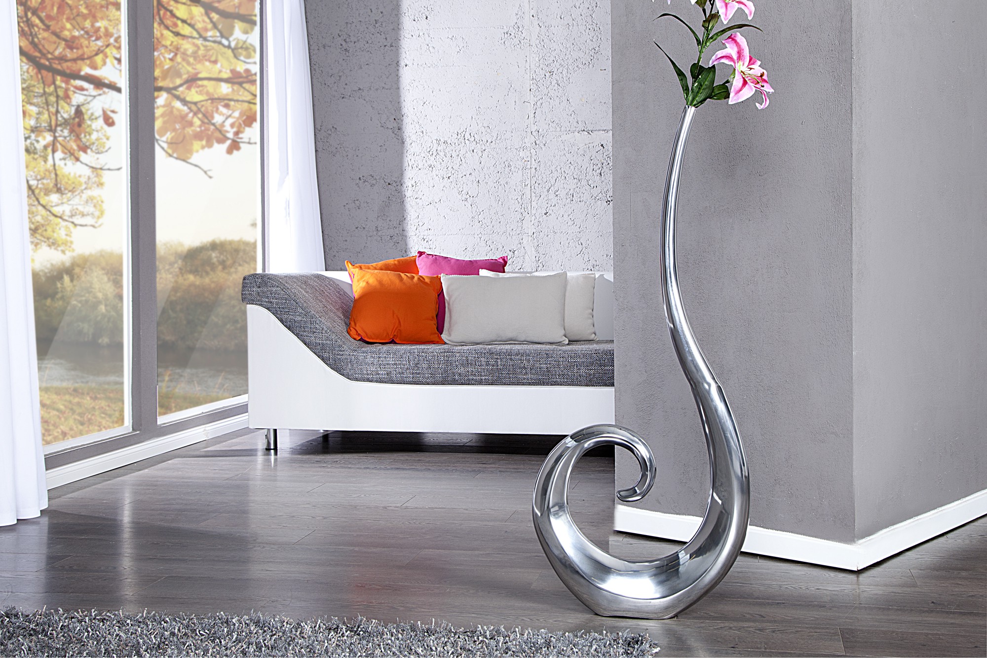 Levně Estila Luxusní stylová váza Vlna 106 cm stříbrná