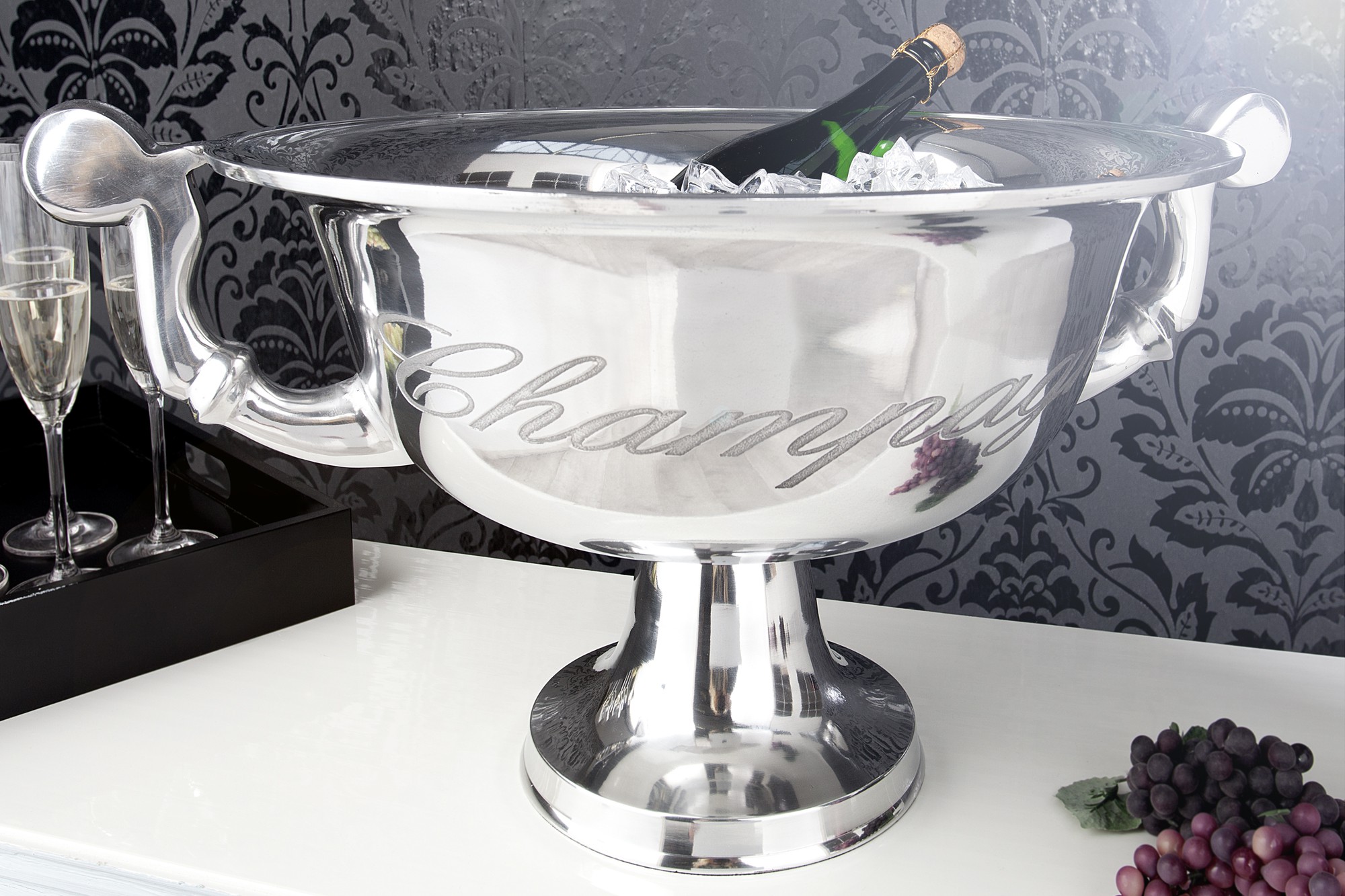 Levně Estila Luxusní elegantní nádoba na Champagne 65 cm stříbrná