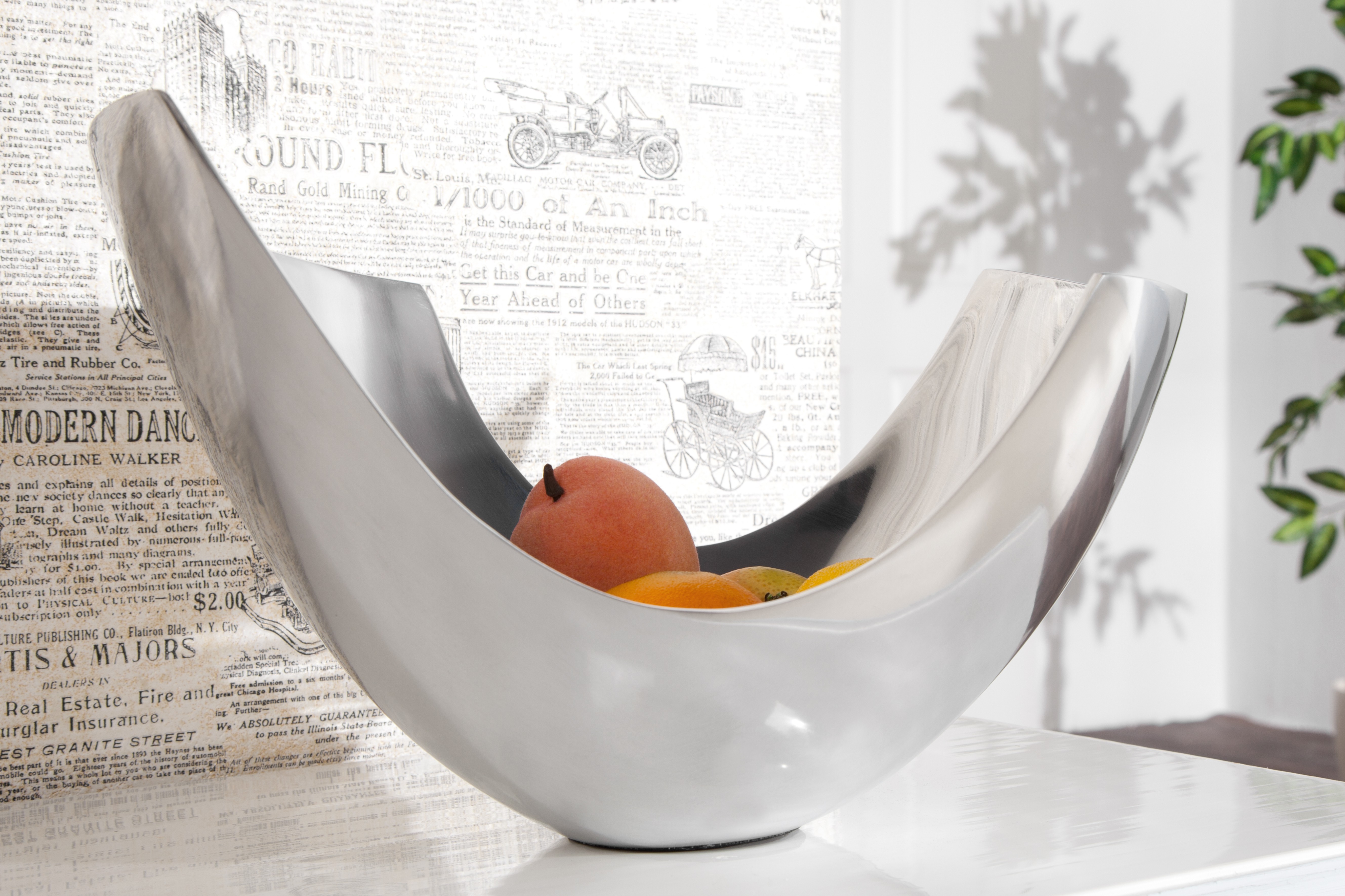 Estila Luxusní moderní dekorační mísa Abstrakt 35 cm stříbrná