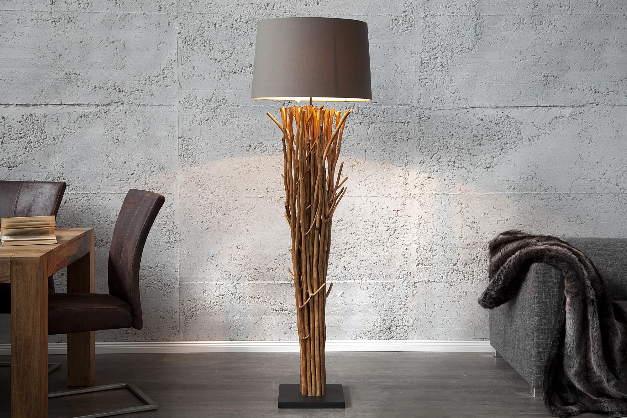 Levně Estila Designová luxusní stojací lampa Euphoria 175cm hnědá