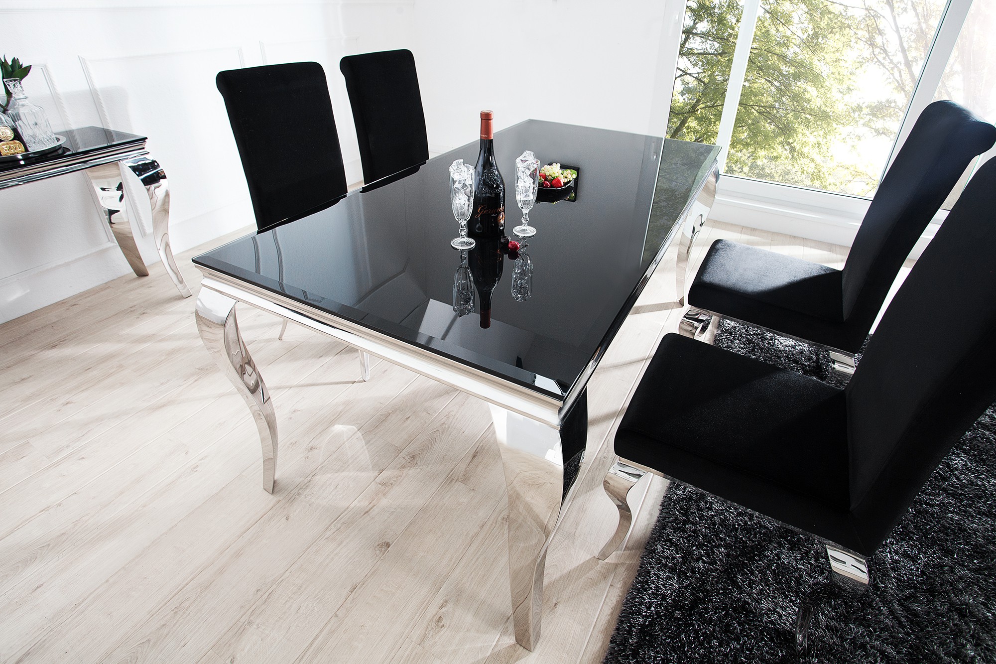 Levně Estila Designový jídelní stůl Modern Barock 180cm černá