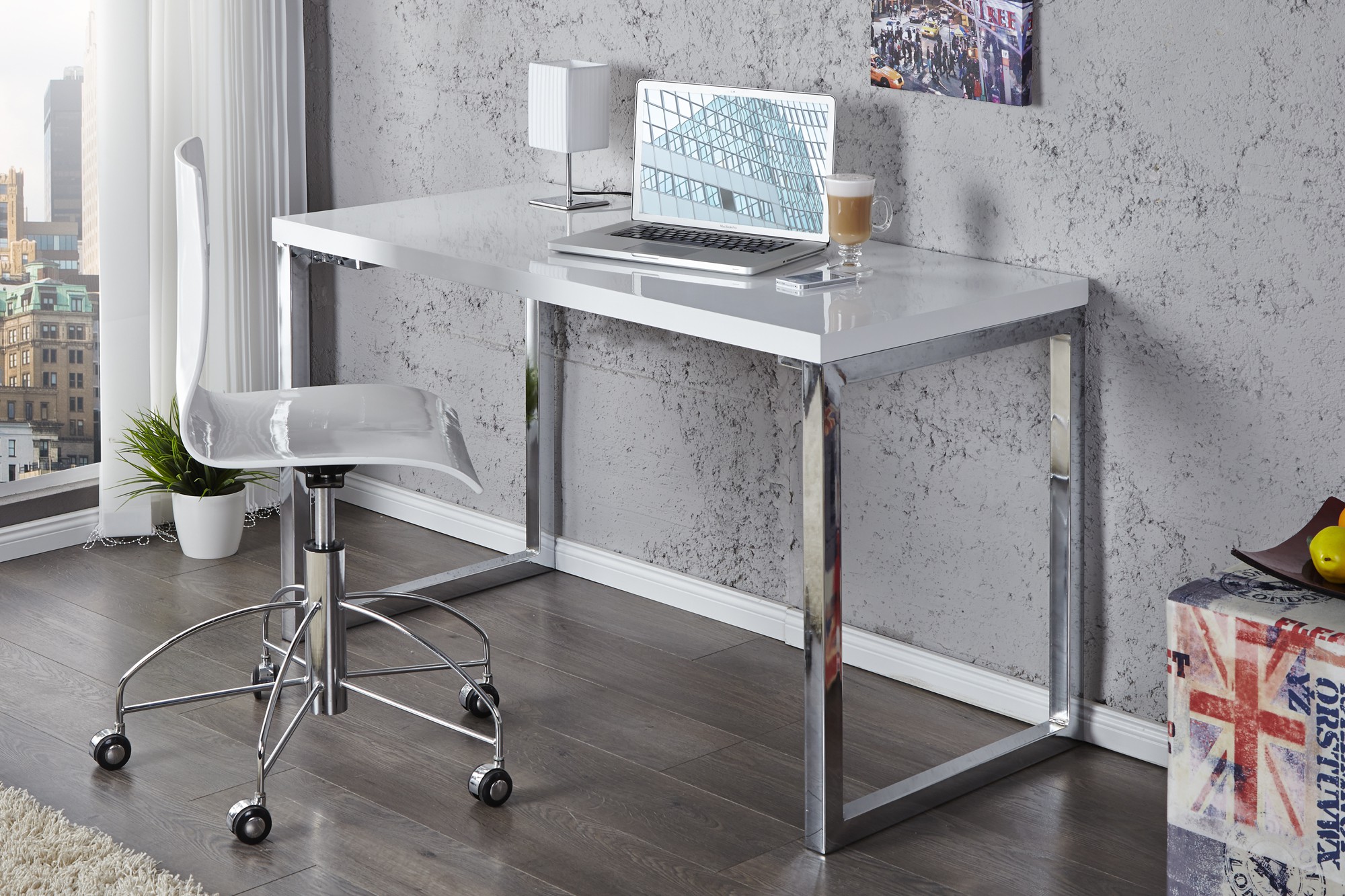 Estila Moderní elegantní pracovní stůl White Desk