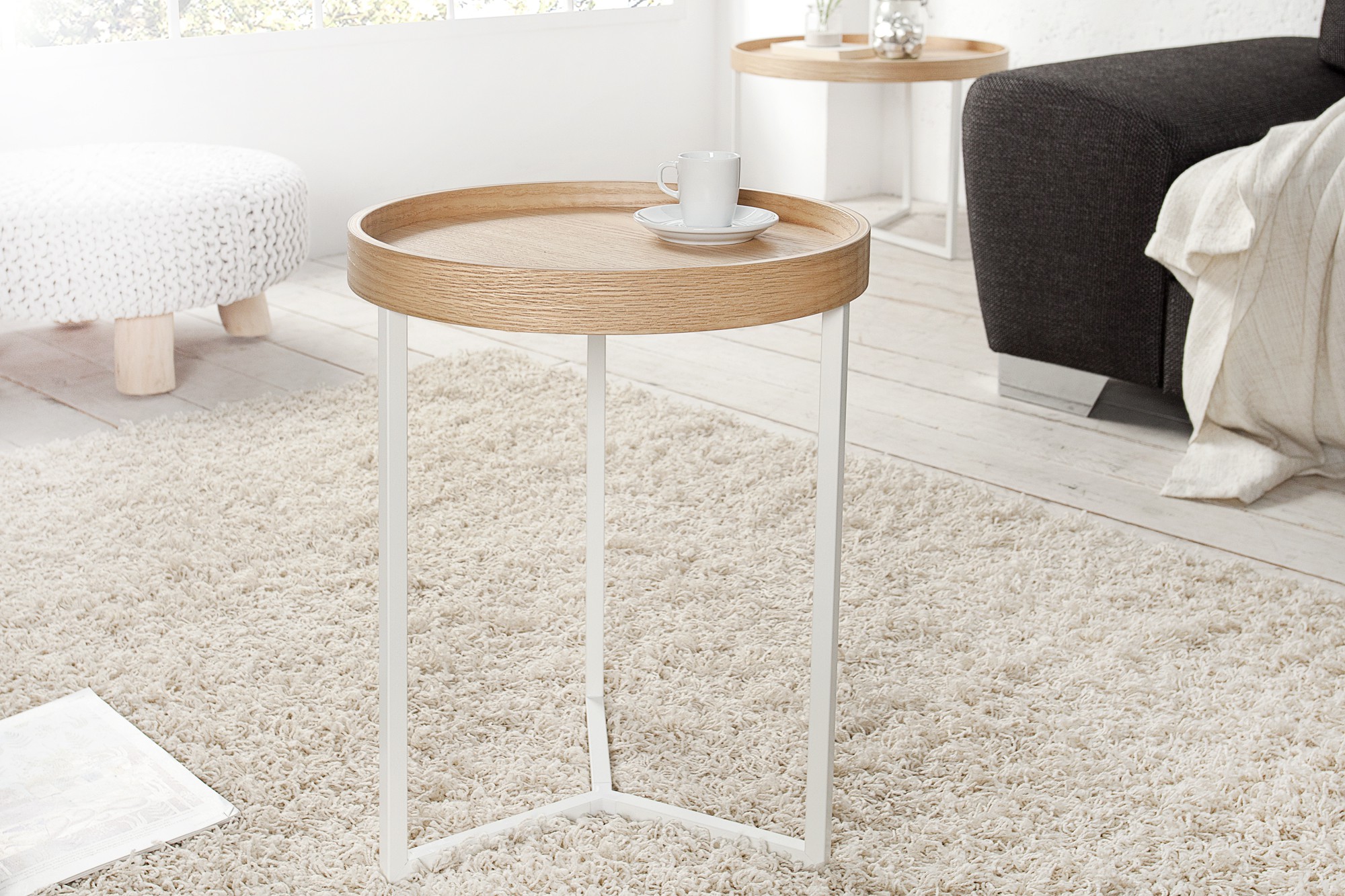 Estila Stylový příruční stolek Modul 40 cm dub, bílá