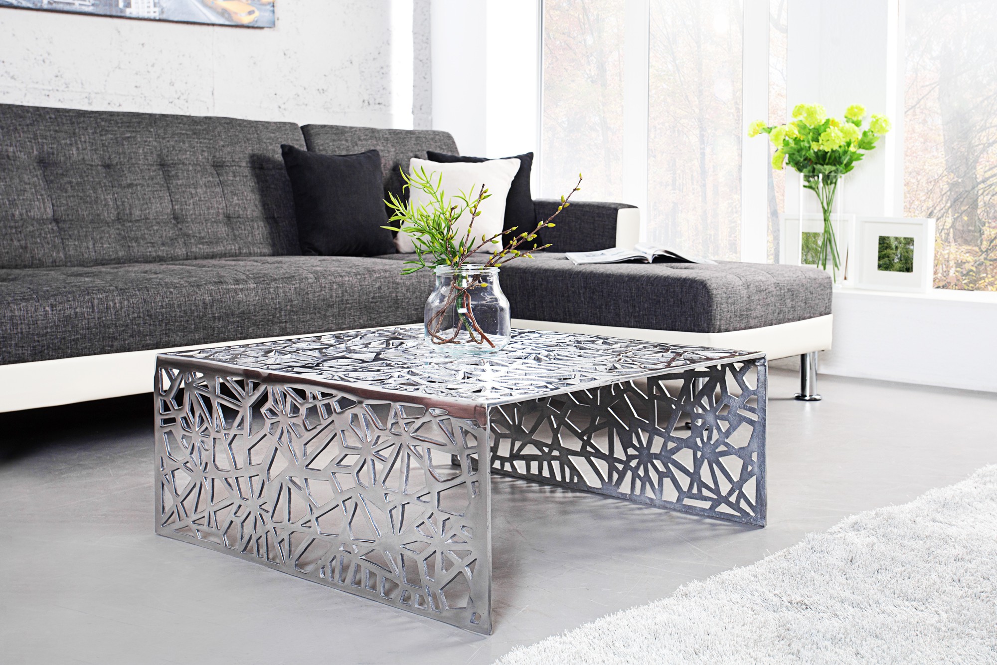 Levně Estila Designový konferenční stolek IDEAL 60cm stříbrný