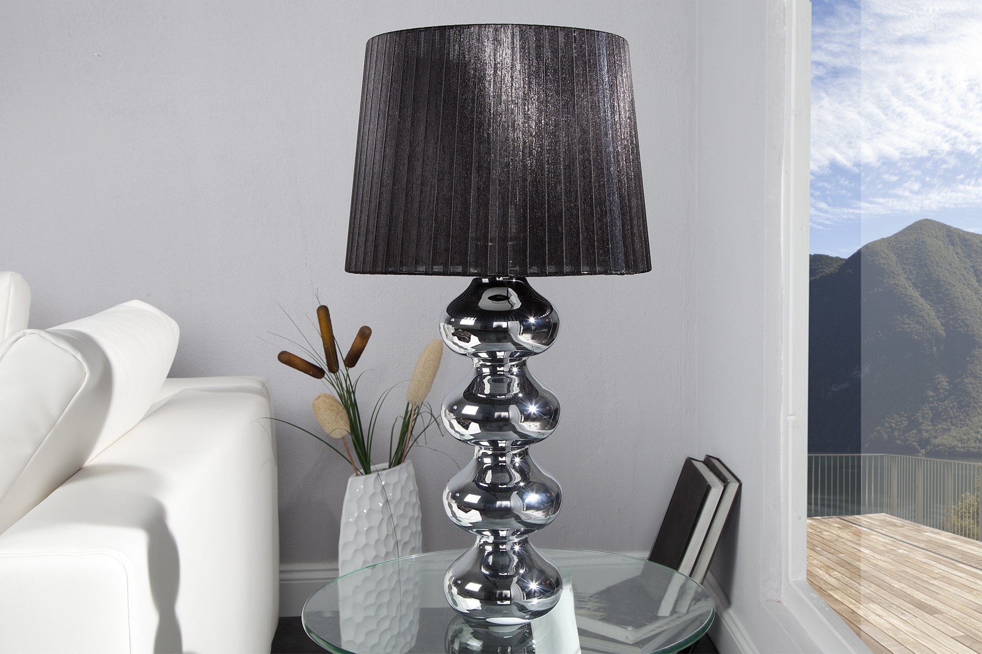 Levně Estila Luxusní moderní stolní lampa Mia černá