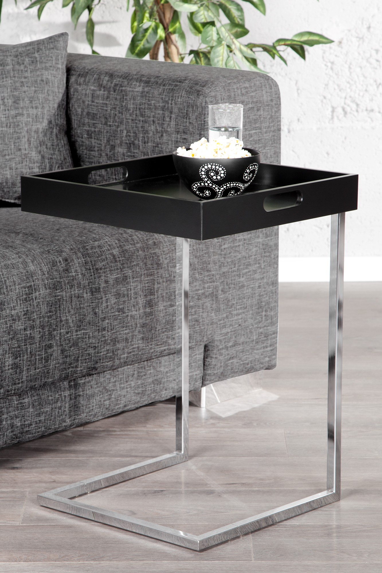 Levně Estila Moderní stylový příruční stolek Ciano černý