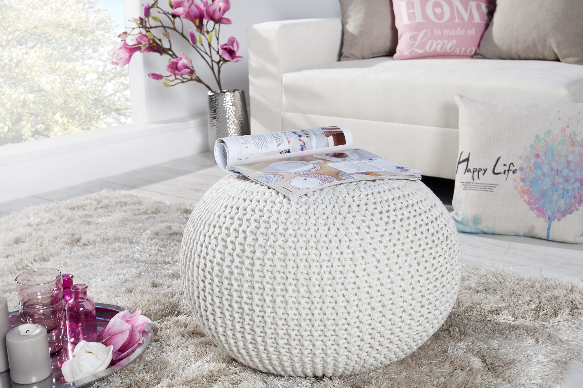 Estila Stylové retro sedátko Stool 50cm bílé