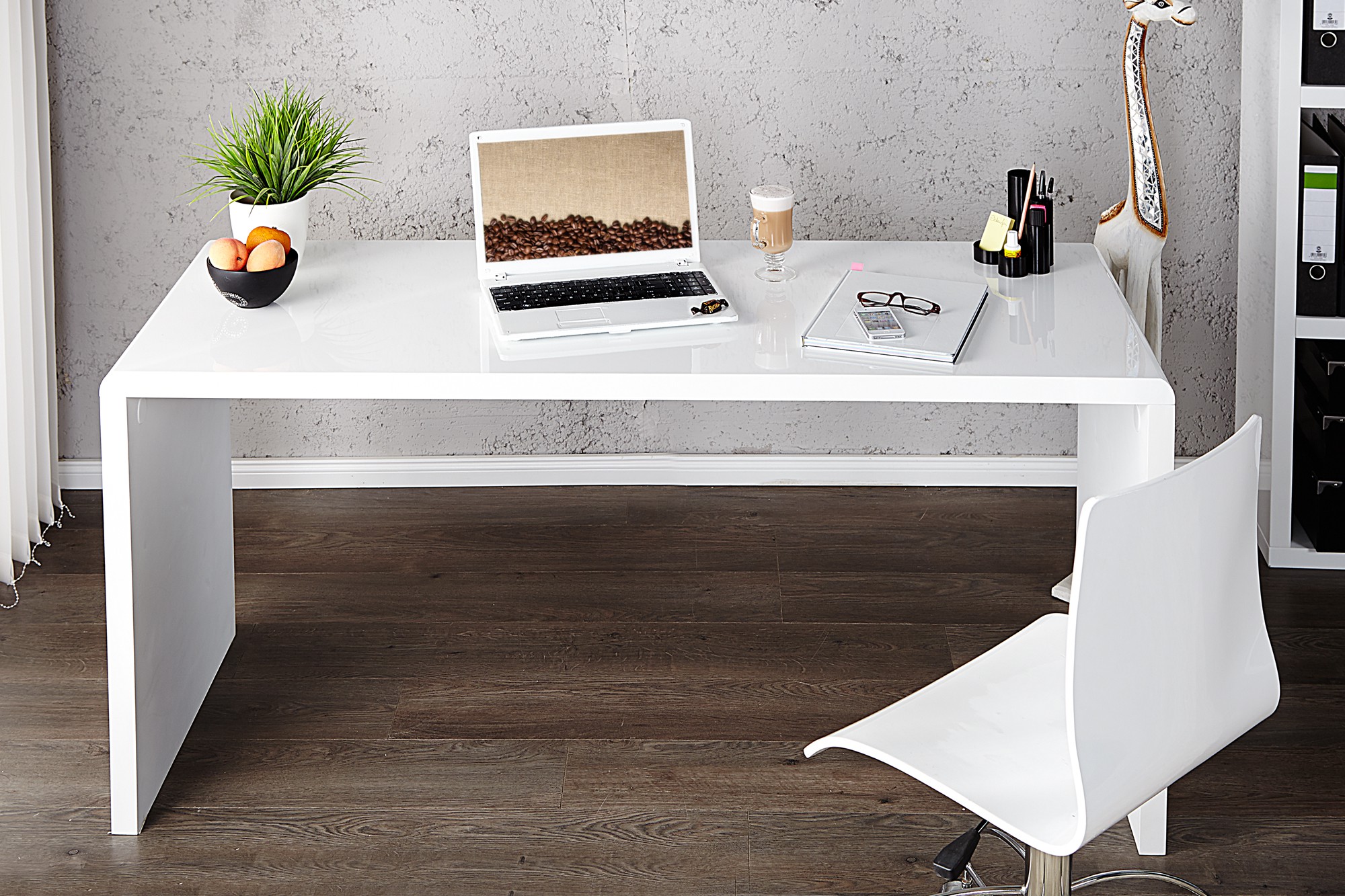 Levně Estila Moderní designový kancelářský stůl Fast Trade bílý 140cm