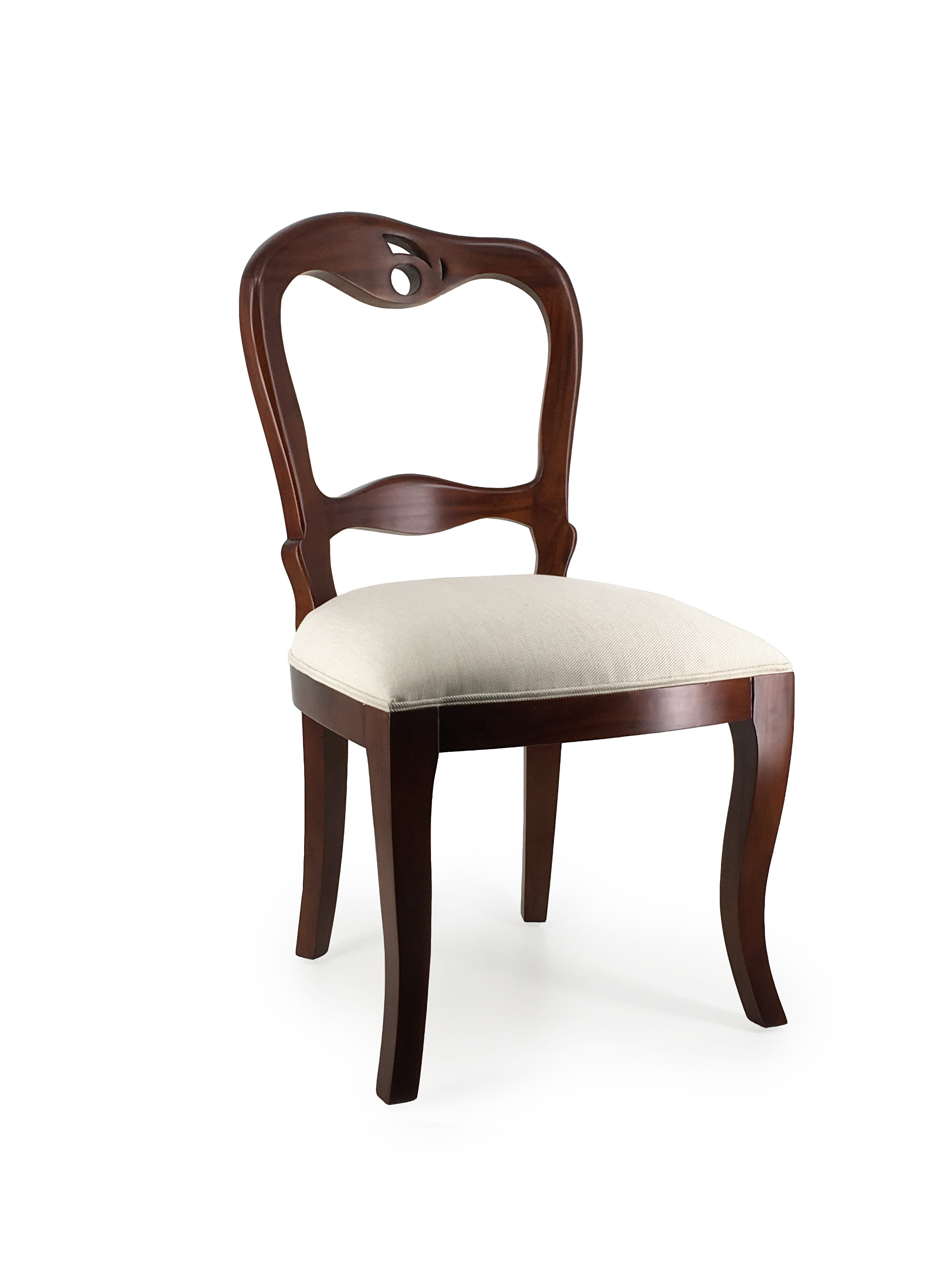 Levně Estila Koloniální jídelní židle M-VINTAGE z masivního mahagonového dřeva s béžovým čalouněním 93cm