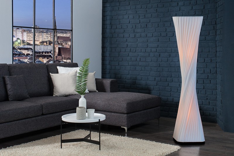 Levně Estila Moderní designová stojací lampa Harmony 120cm bílá