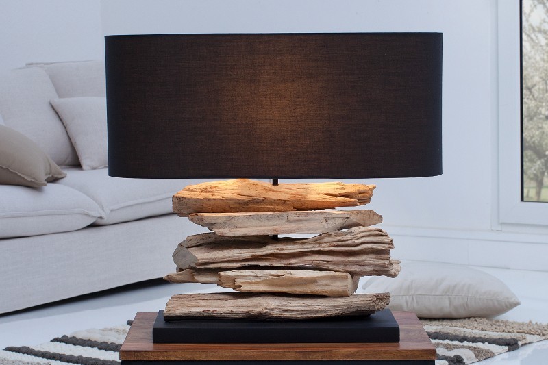 Levně Estila Designová stolní lampa Riverine II černá