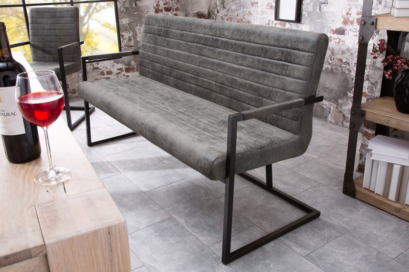 Levně Estila Designová prošívaná lavice Imperial 160cm šedá