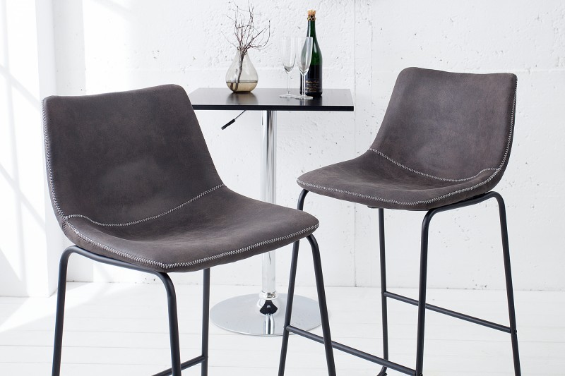 Levně Estila Designová barová židle Django vintage šedá