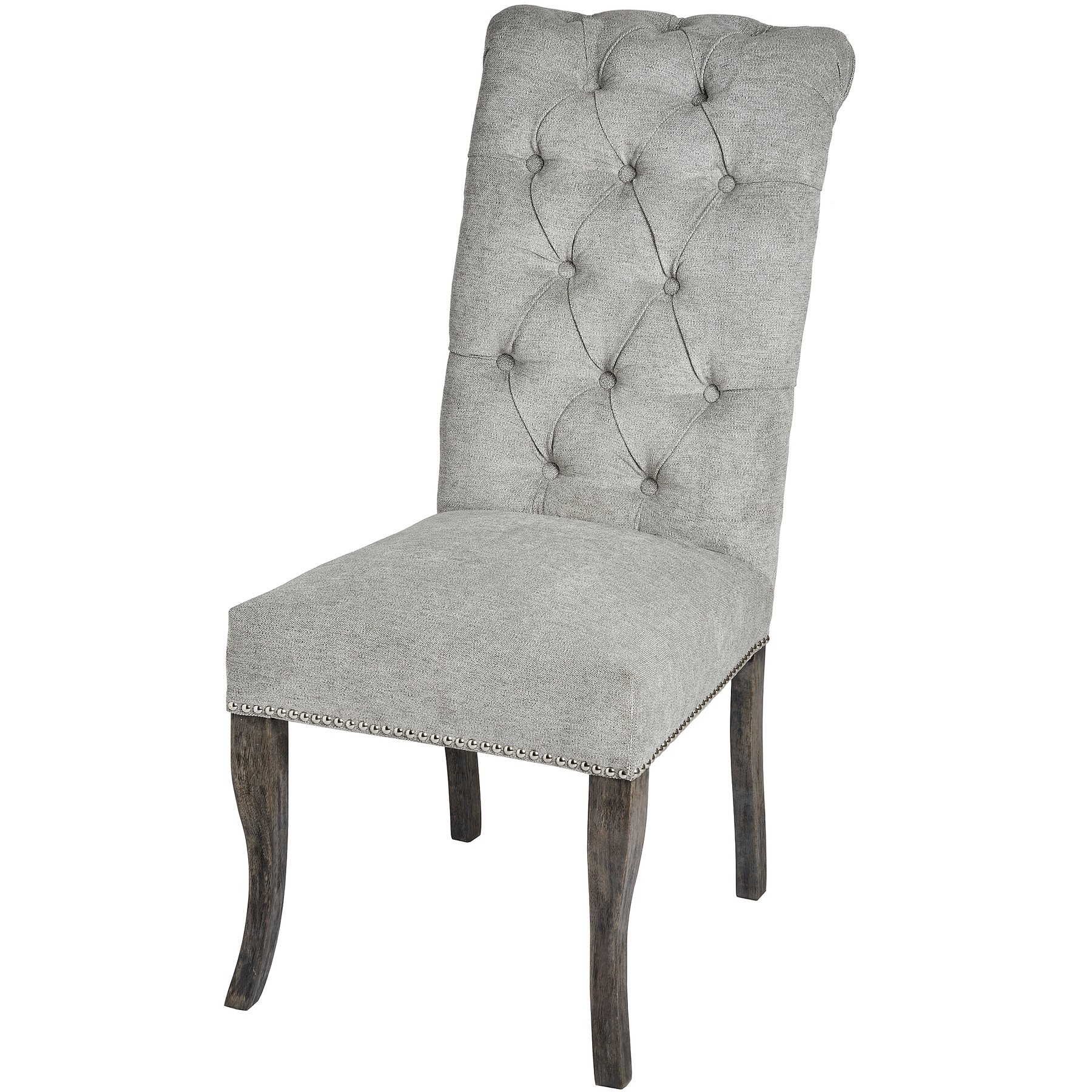 Levně Estila Chesterfield luxusní jídelní židle Roll Top Thatcher šedá se stříbrným klepadlem 105cm