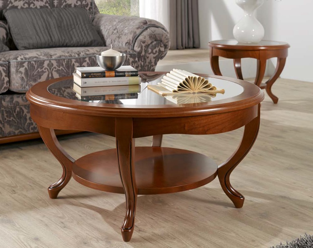 Estila Luxusní rustikální kulatý konferenční stolek RUSTICA 60 / 90cm prosklený