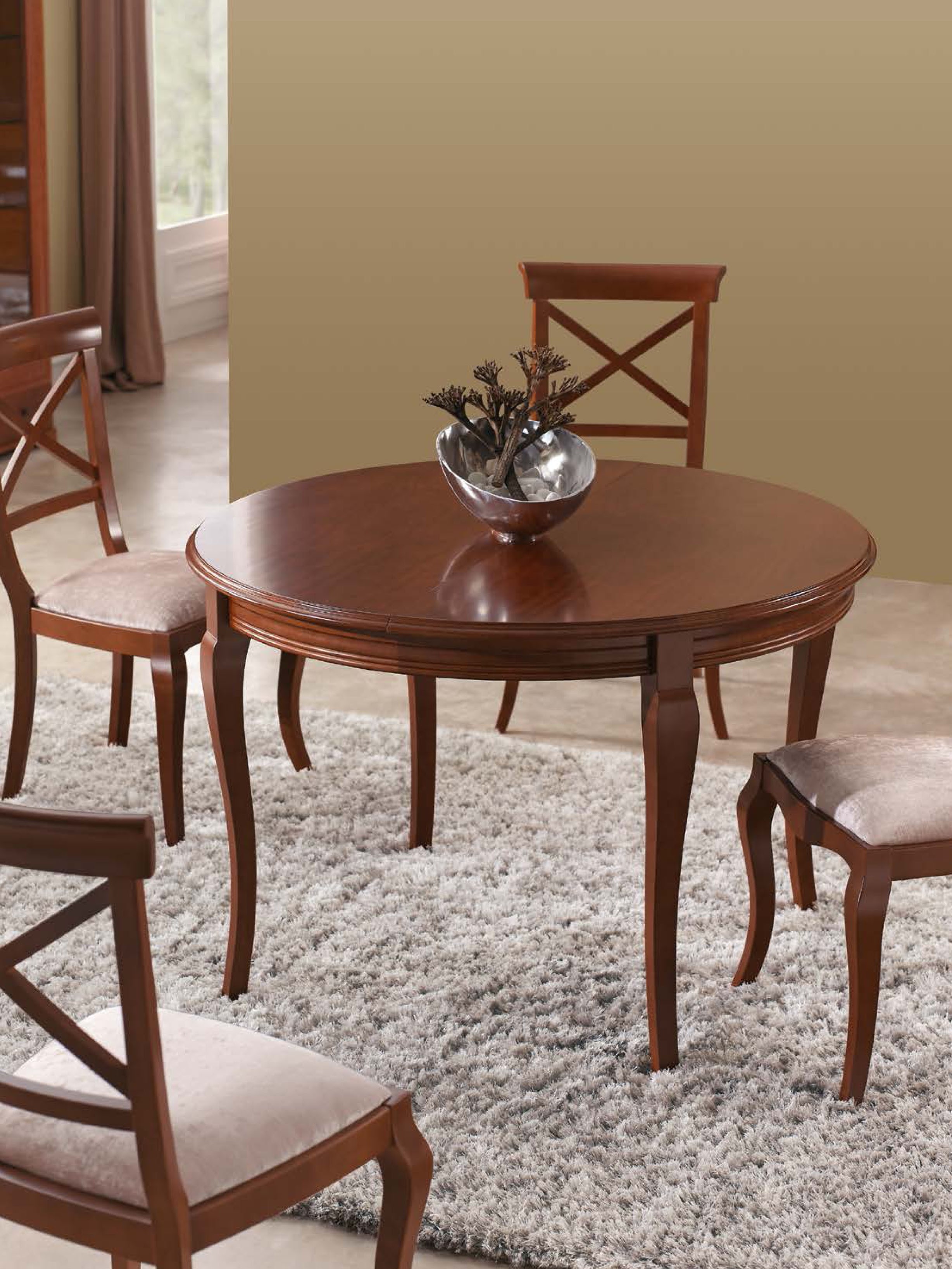 Estila Luxusní rustikální kulatý jídelní stůl rozkládací RUSTICA 115cm