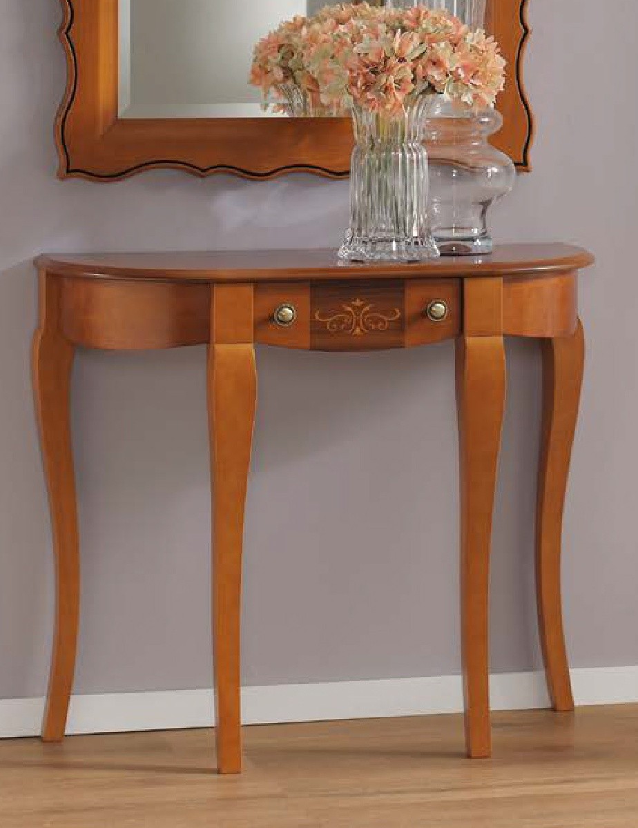 Estila Luxusní rustikální chipendale konzola CASTILLA I vyřezávaná 89cm s intarzii