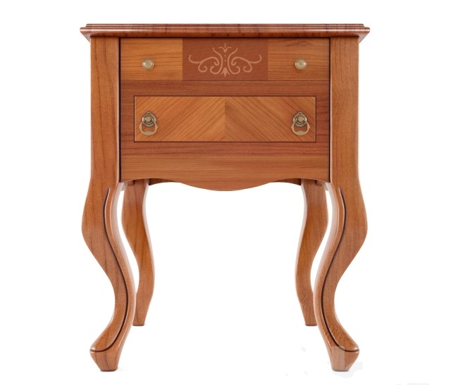 Estila Luxusní rustikální noční stolek CASTILLA II se dvěma zásuvkami zdobený intarzií