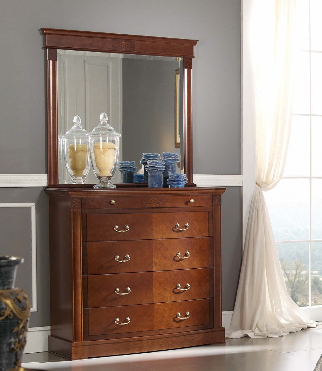 Estila Luxusní rustikální komoda CASTILLA vyzdobena intarzií s 5ti zásuvkami