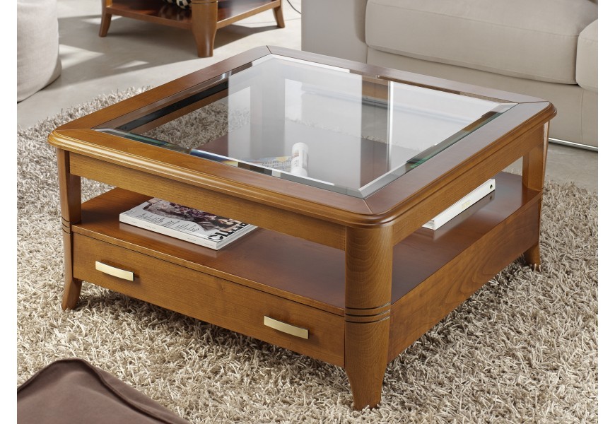 Estila Designový rustikální konferenční stolek Carmen III s nastavitelnou výškou