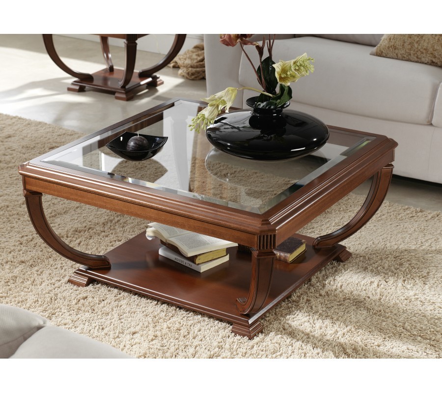 Estila Luxusní rustikální čtvercový konferenční stolek RUSTICA I prosklený 60-90cm