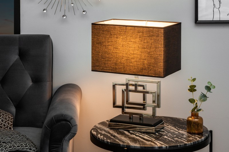 Estila Designová stolní lampa Tulsa stříbrná