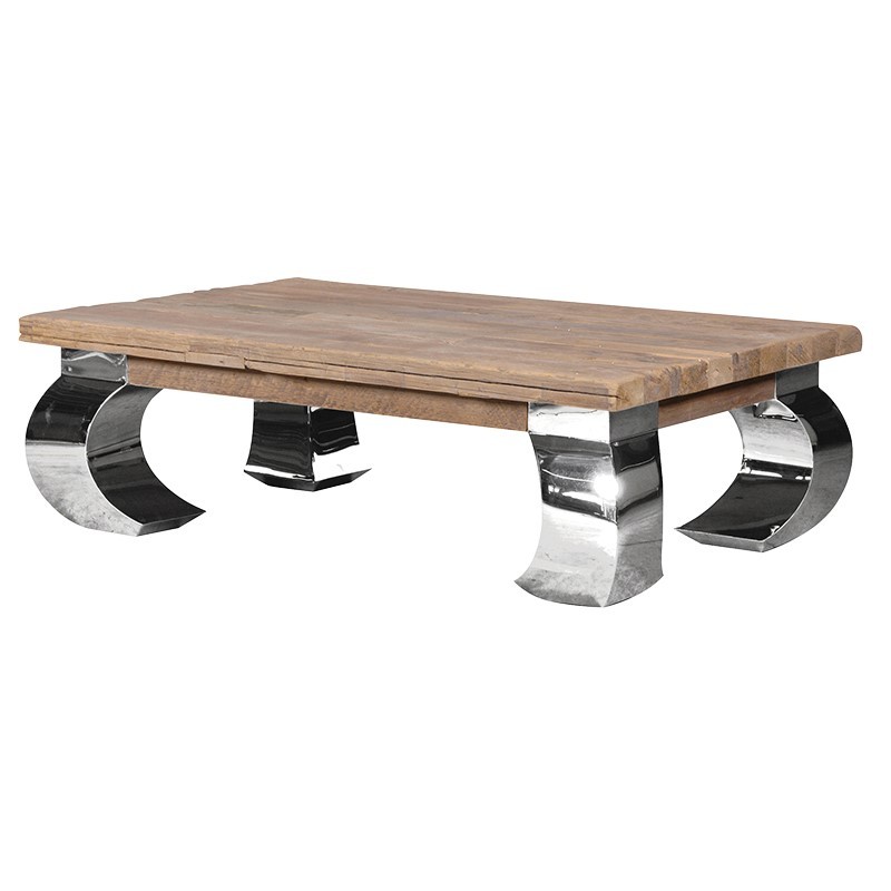 Levně Industriální luxusní obdélníkový konferenční stolek Karlotta hnědý 140 cm