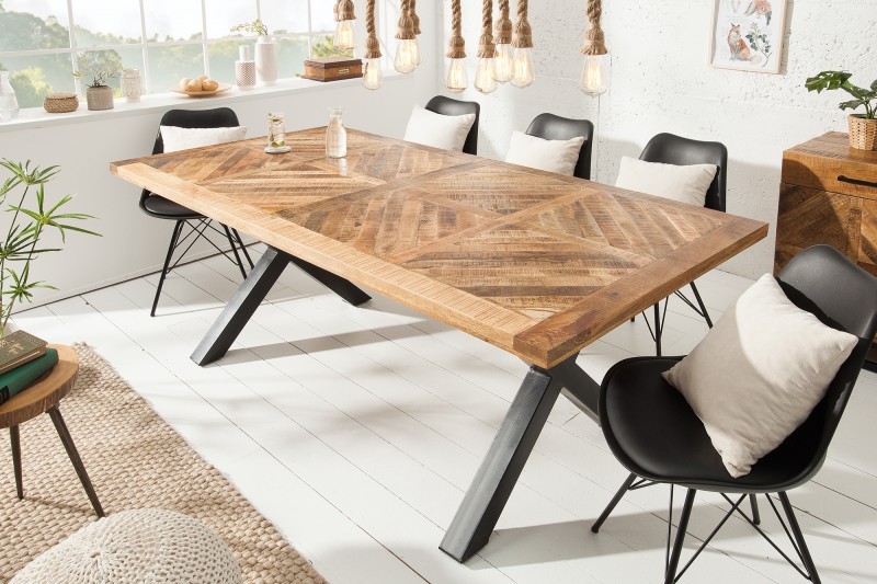 Estila Industriální luxusní jídelní stůl Frida hnědý 200 cm z masivního dřeva