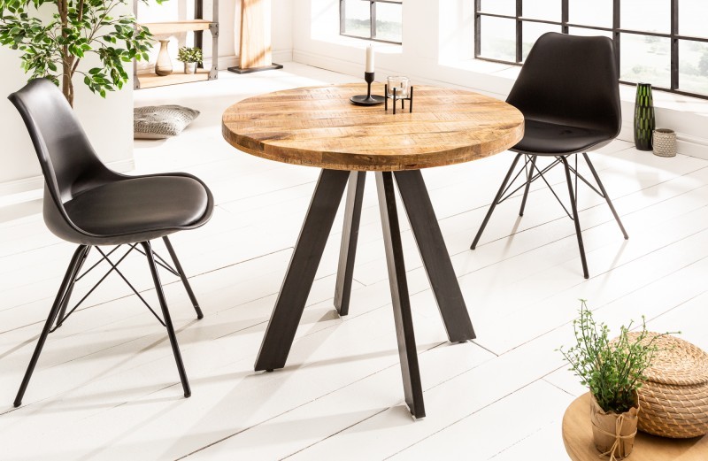 Estila Industriální designový kulatý jídelní stůl Ivar z masivu 80 cm