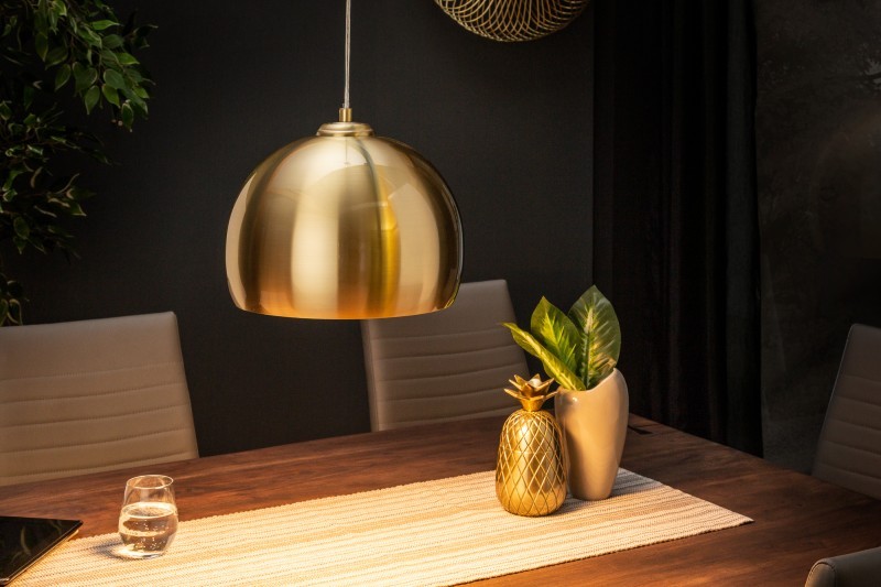 Levně Estila Designová závěsná lampa Amaris zlatá 30cm