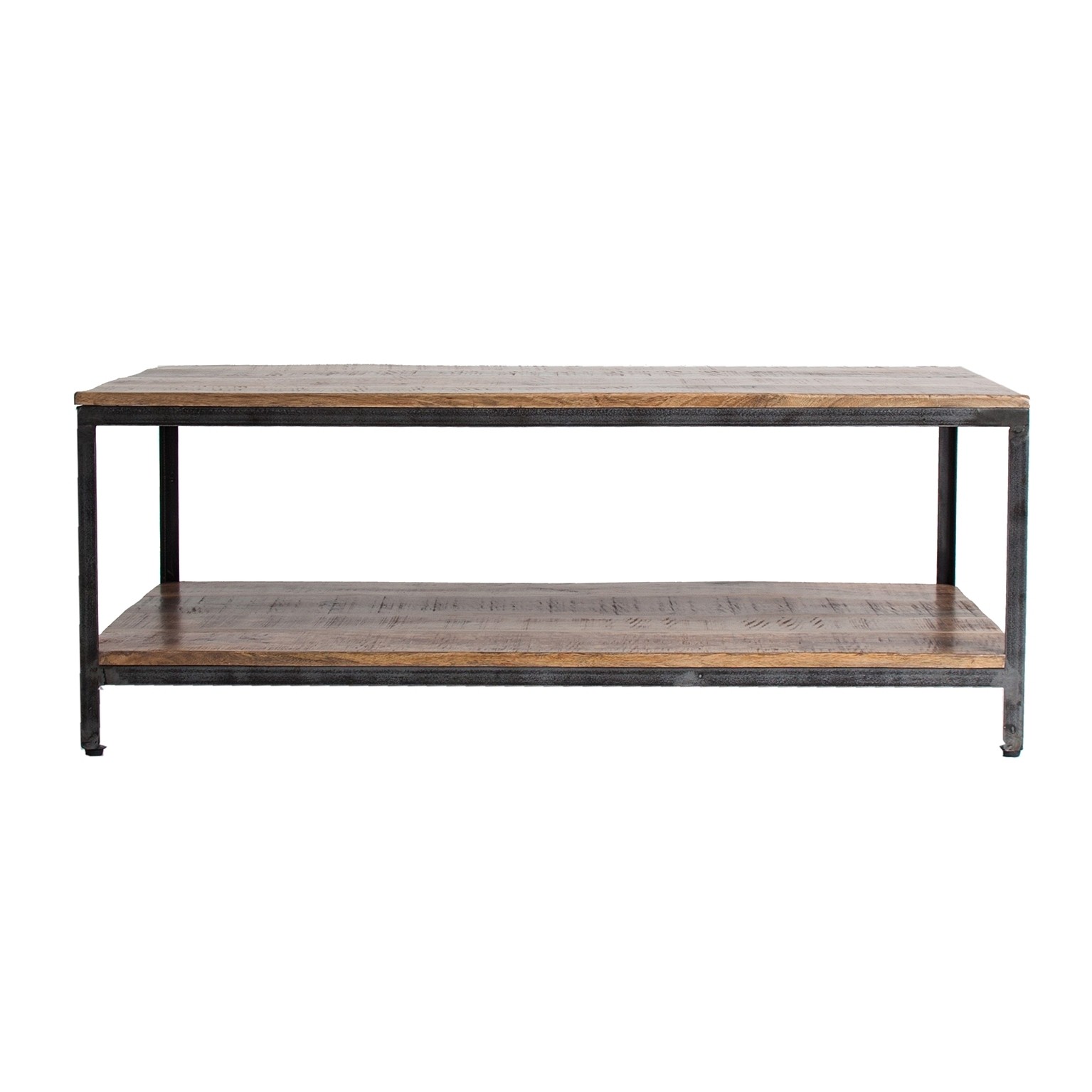 Estila Industriální designový obdélníkový konferenční stolek Aminta mango z masivu 120 cm