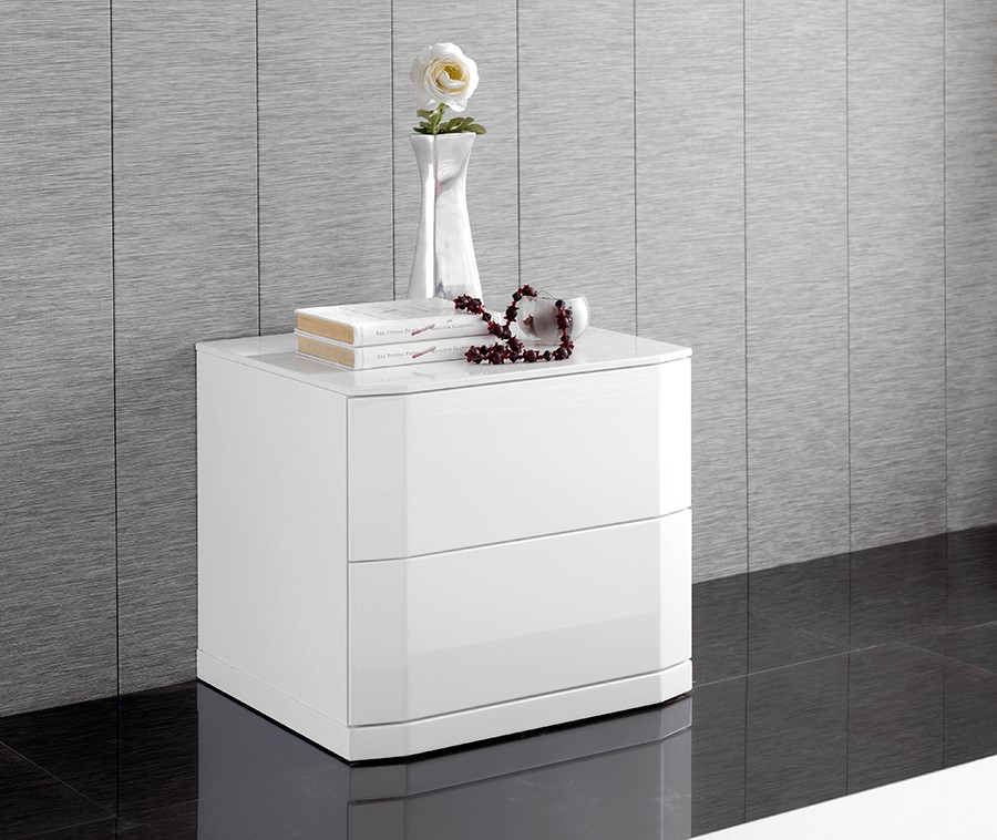 Levně Estila Lesklý moderní noční stolek Napoleone 46cm bílý
