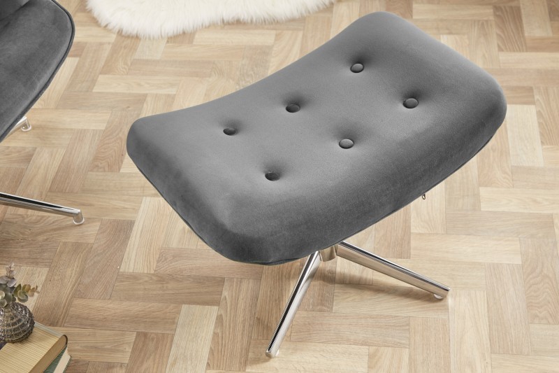 Estila Designový moderní taburet Deventry Gris ze sametu
