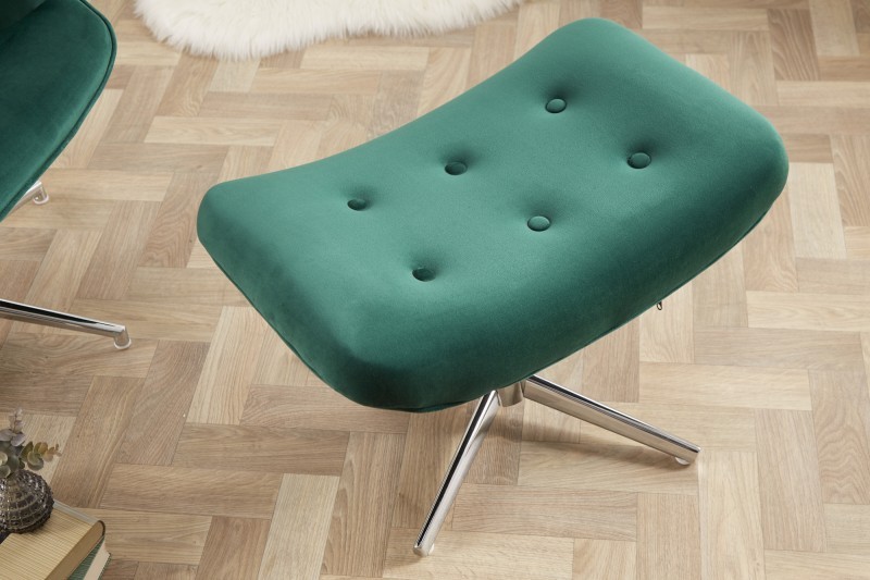 Levně Estila Designový moderní taburet Deventry Emerald ze sametu