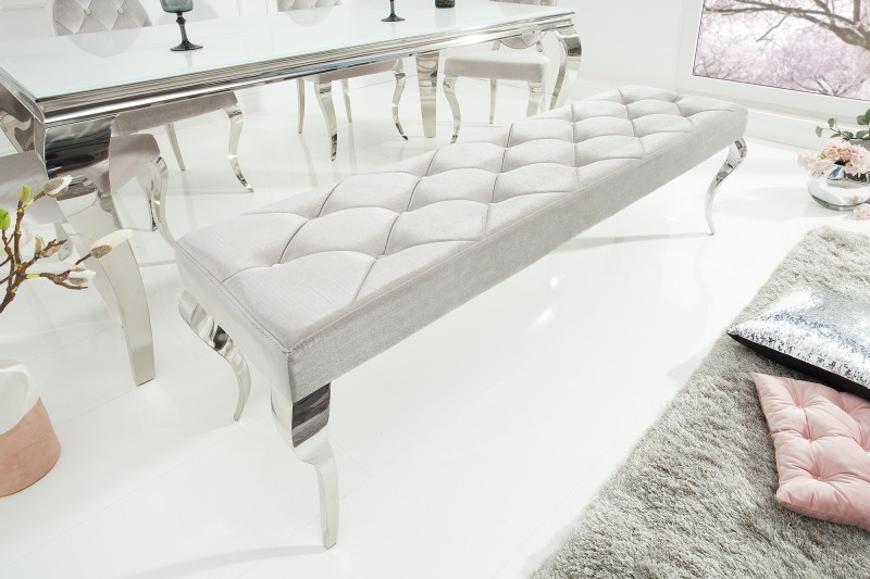 Levně Estila Luxusní čalouněná lavice Modern Barock stříbrná