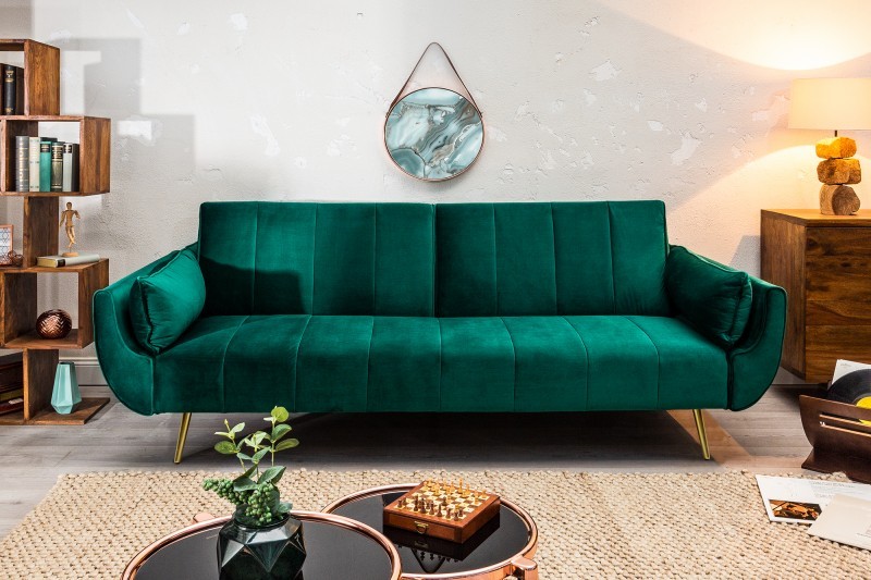Levně Estila Designová smaragdová sedačka Domingo 215cm
