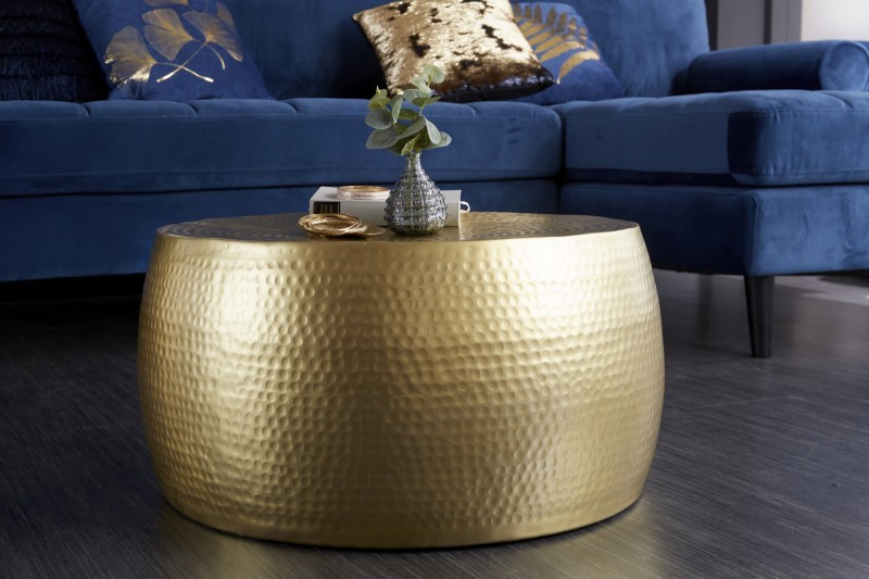Levně Estila Orientální konferenční stolek Hammerblow Orient 60cm ve zlaté barvě