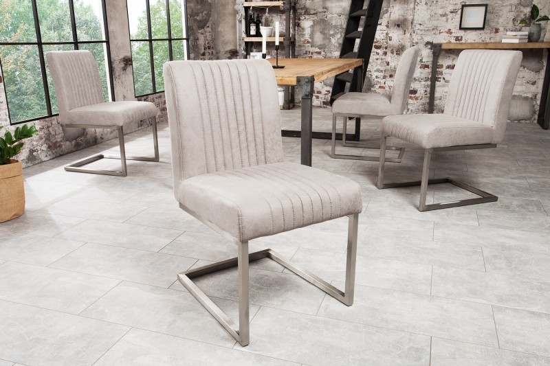Estila Industriální jídelní židle inspirativní 57cm šedým potahem