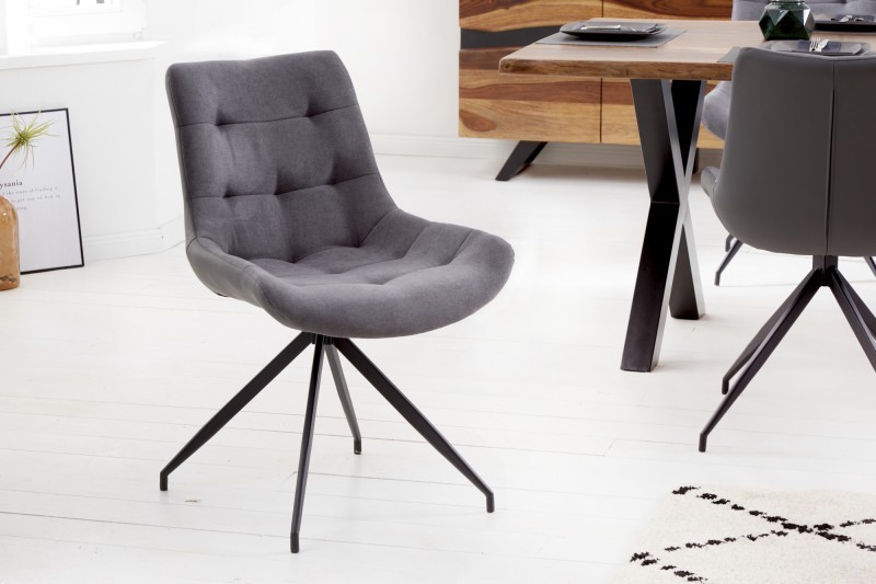 Levně Estila Retro kancelářská židle Carluke s šedým čalouněním a černými kovovými nohami 86cm