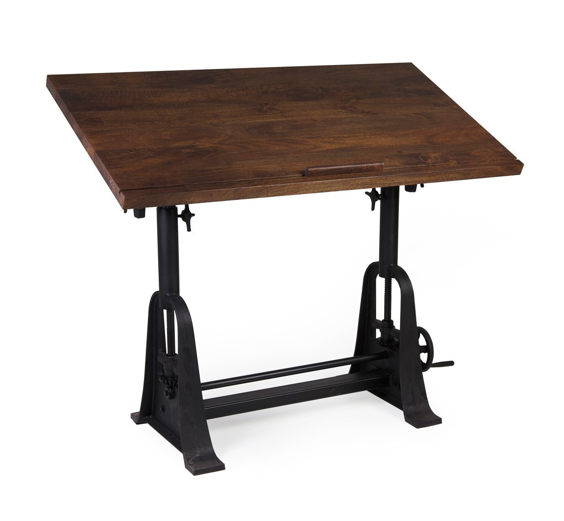 Estila Industriální designový rýsovací stůl HIERRO z masivního mangového dřeva 130cm