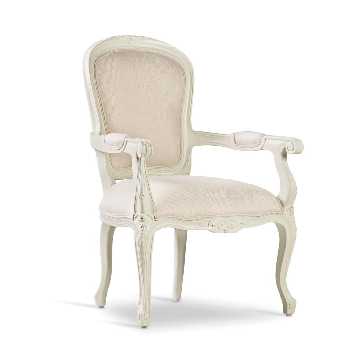 Levně Estila Luxusní barokní jídelní židle M-Vintage z masivního dřeva bílé barvy 96cm