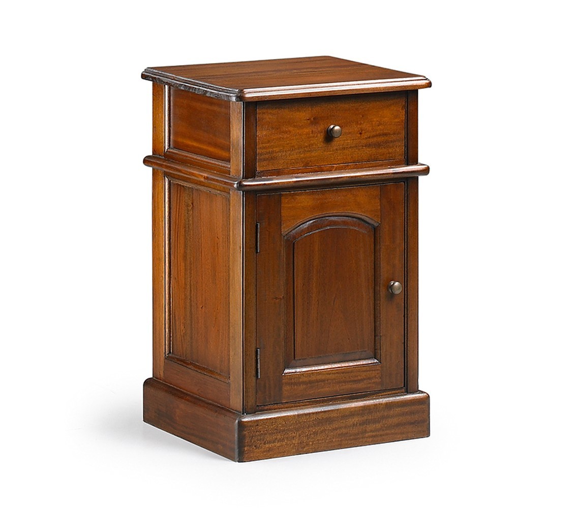 Estila Koloniální luxusní příruční stolek M-VINTAGE z masivního mahagonového dřeva se zásuvkou a dvířky cm