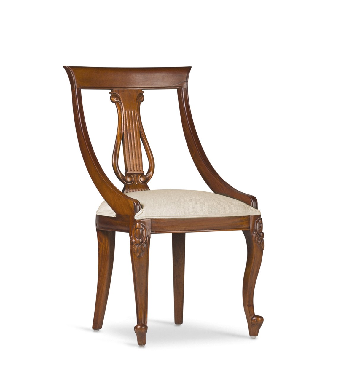 Levně Estila Rustikální luxusní židle M-VINTAGE z masivu hnědé barvy s béžovým potahem 90cm