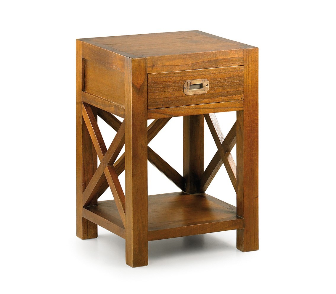Levně Estila Masivní stylový noční stolek Star ze dřeva Mindi hnědé barvy se zásuvkou 60cm