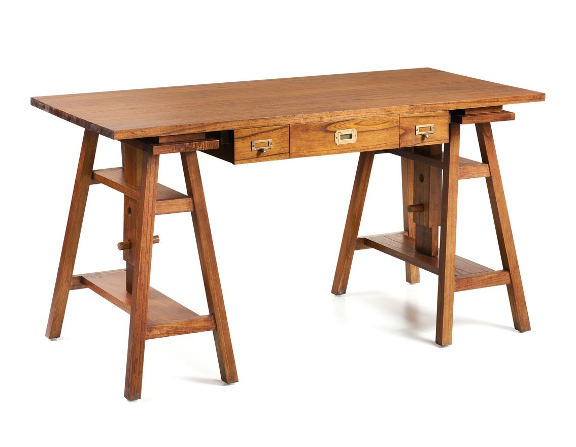 Levně Estila Klasický dřevěný psací stůl Star s výškově nastavitelným mechanismem 152cm