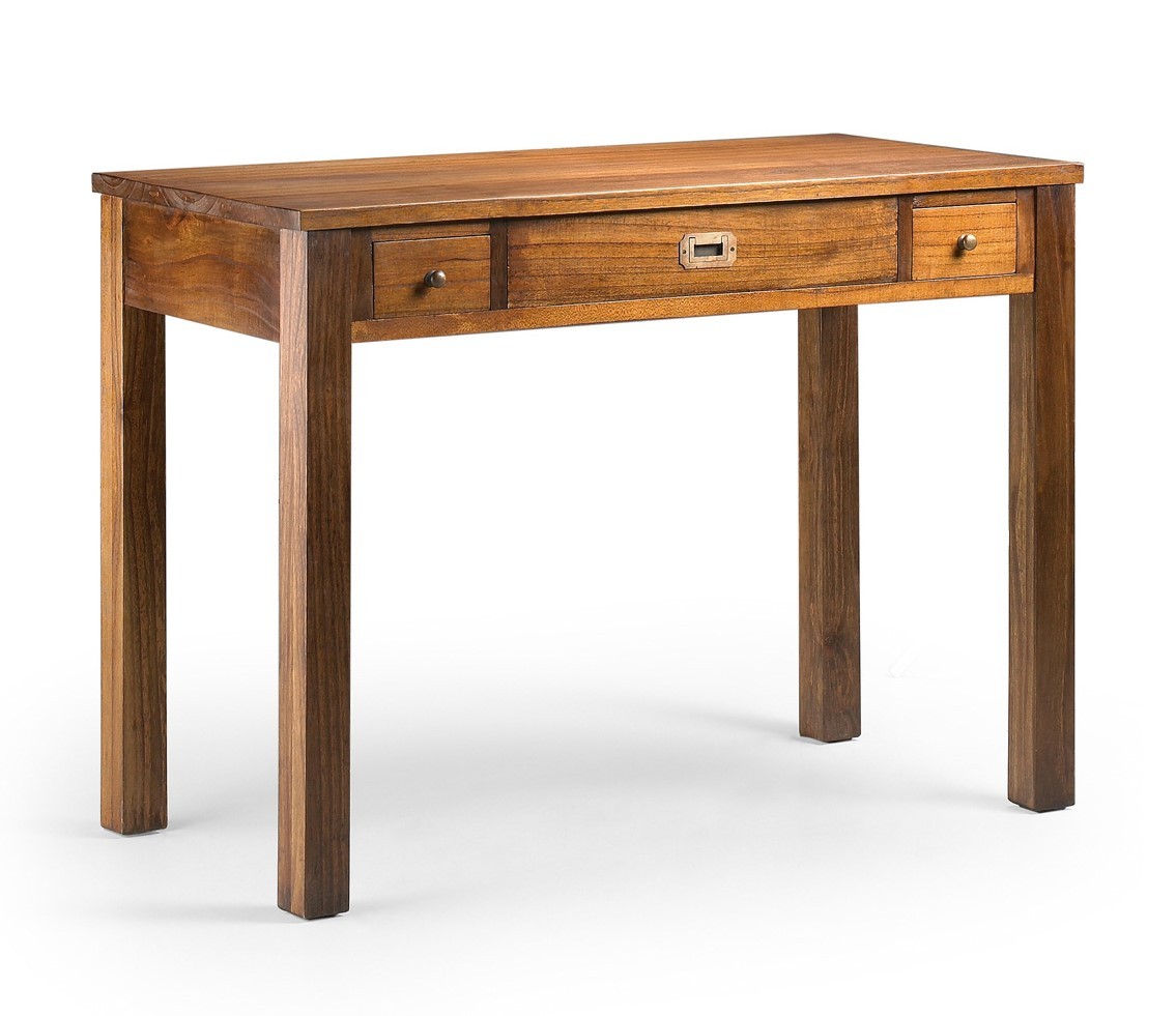 Levně Estila Masivní elegantní psací stolek Star ze dřeva Mindi se třemi zásuvkami 110cm
