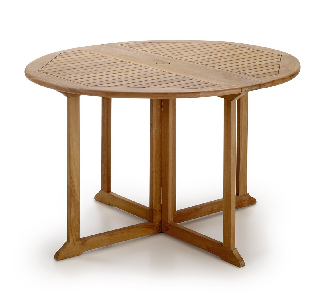 Levně Estila Skládací zahradní stůl z teakového dřeva kulatý Jardin